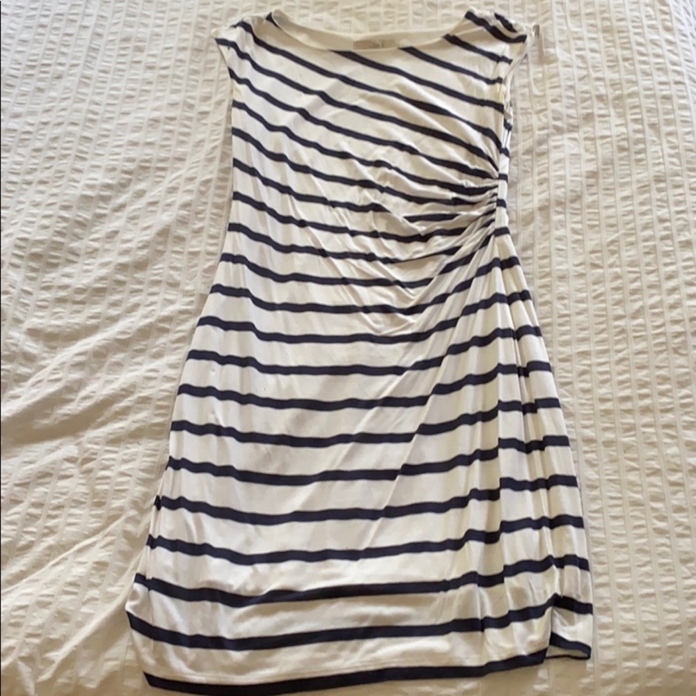 Blue and white stripped dress